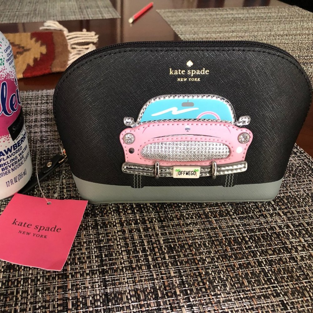 kate spade cosmetic - small abalene pink car NWT!